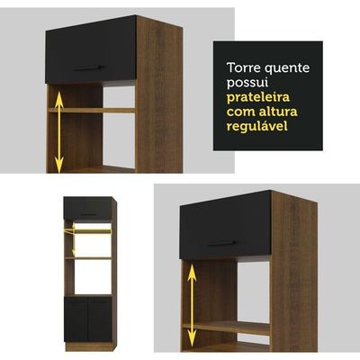 Cozinha Completa 459001 Com Armário E Balcão Rustic/Preto