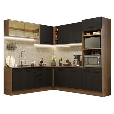 Cozinha Completa 459001 Com Armário E Balcão Rustic/Preto