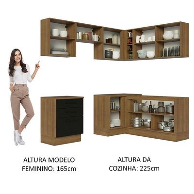 Cozinha Completa 399002 Com Armário E Balcão Rustic/Preto