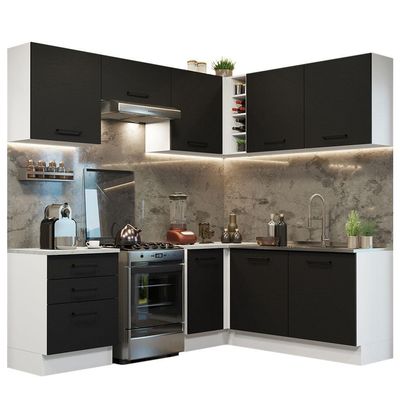 Cozinha Completa 399002 Com Armário E Balcão Branco/Preto