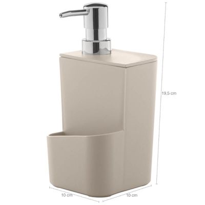 Kit Lixeira 4,7L Escorredor de Talheres Dispenser Detergente Cozinha Bege