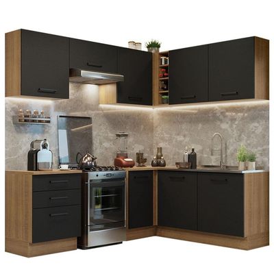 Cozinha Completa 399002 Com Armário E Balcão Rustic/Preto