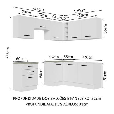Cozinha Completa 399002 Com Armário E Balcão Branco Branco
