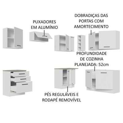Cozinha Completa 399002 Com Armário E Balcão Branco Branco