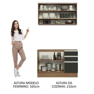 Cozinha Compacta 120002 Com Armário E Balcão Rustic/Preto