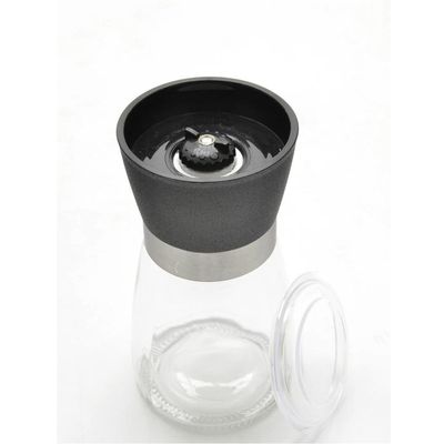 Moedor de Sal e Pimenta 170ml Lyor Vidro Moinho de Cerâmica e Tampa Plástica Preta