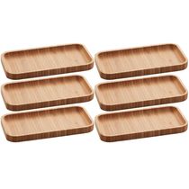 Kit 6 Petisqueiras Bandeja Bambu 20x10cm Lyor Hire Prato Salgados Petiscos