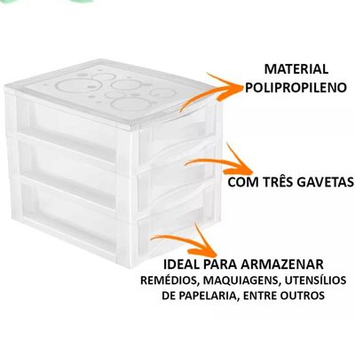 6 Gaveteiros Organizadores de Plástico 3 Gavetas Médio Ordene Salão de Beleza
