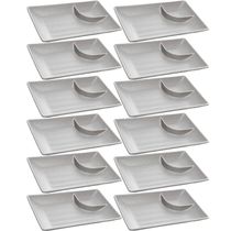 12 Pratos de Melamina com molheira Sushi Lyor 19cm Restaurante Tóquio Granilite