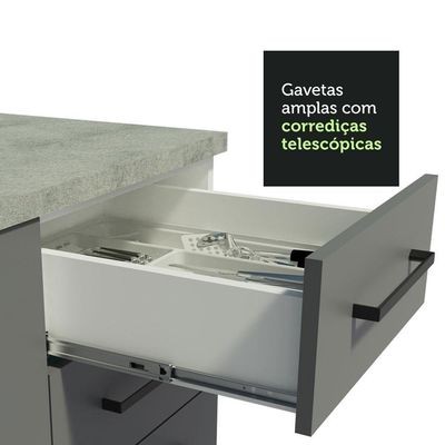 Cozinha Completa 290004 Com Armário E Balcão Branco/Cinza