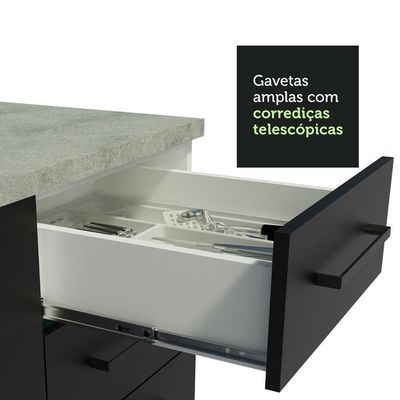 Cozinha Completa 350001 Com Armário E Balcão Branco/Preto