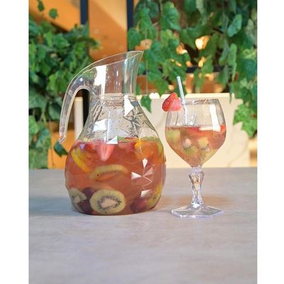 Kit Jarra 2,3L E 6 Taças 350ml Jogo De Refresco Tango Servir Água Suco UZ Transparente