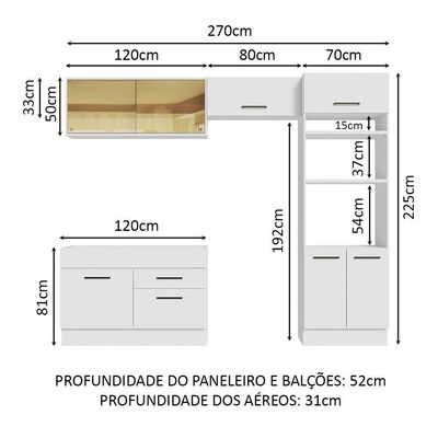 Cozinha Completa 270005 Com Armário E Balcão Branco Branco