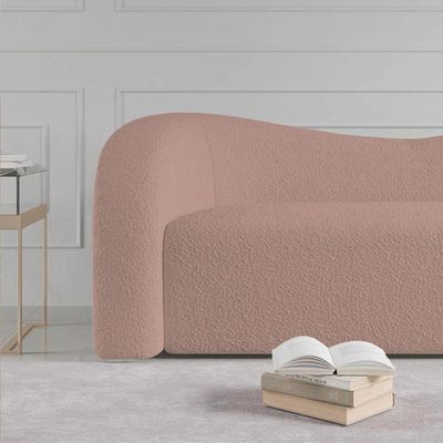 Sofá Curvo 3 Lugares Orgânico Coréia 180cm Linho Rosê