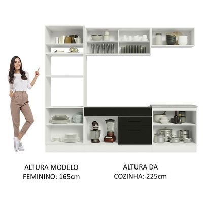Cozinha Completa 270003 Com Armário E Balcão Branco/Preto