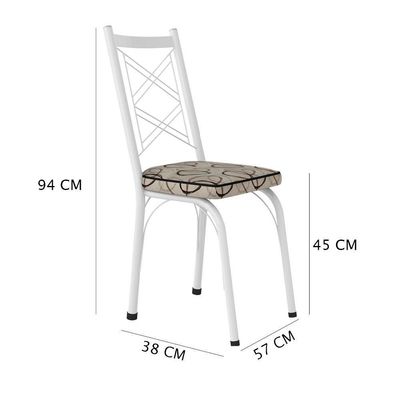Kit 2 Cadeiras De Cozinha Delaware Estampado Cedro Pés De Ferro Branco