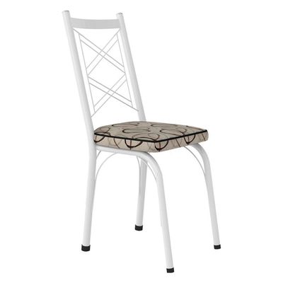 Kit 2 Cadeiras De Cozinha Delaware Estampado Cedro Pés De Ferro Branco