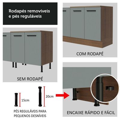 Cozinha Completa 260002 Com Armário E Balcão Rustic/Cinza