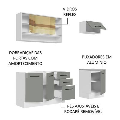 Cozinha Completa 180004 Com Armário E Balcão Branco/Cinza