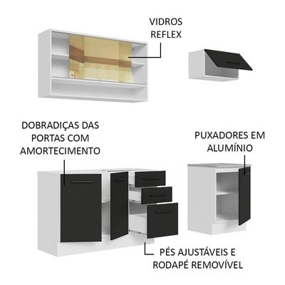 Cozinha Completa 180004 Com Armário E Balcão Branco/Preto