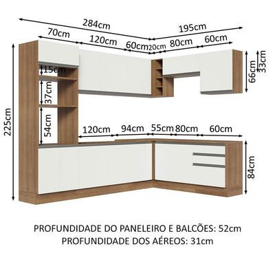 Cozinha Completa 479001 Com Armário E Balcão Rustic/Branco