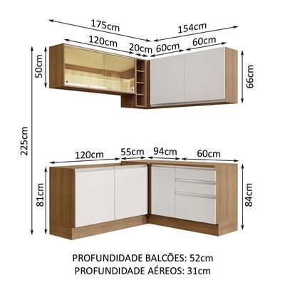 Cozinha Completa 329002 Com Armário E Balcão Rustic/Branco