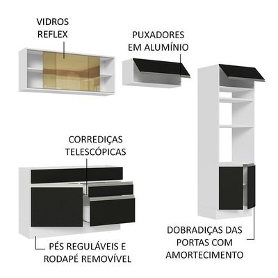 Cozinha Completa 270012 Com Armário E Balcão Branco/Preto