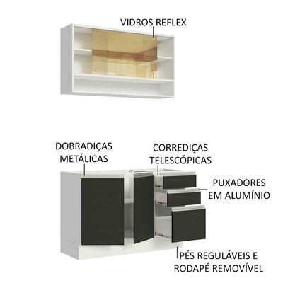 Cozinha Compacta 120002 Com Armário E Balcão Branco/Preto
