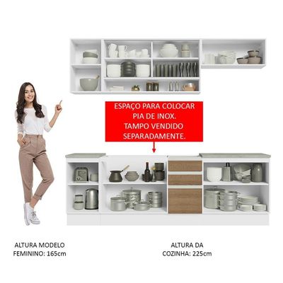 Cozinha Completa 240003 Com Armário E Balcão Branco/Rustic