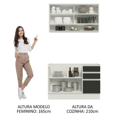 Cozinha Compacta 120002 Com Armário E Balcão Branco/Preto