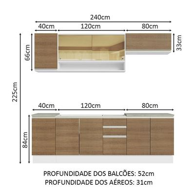 Cozinha Completa 240003 Com Armário E Balcão Branco/Rustic