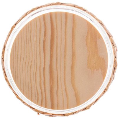 Pote Hermético de Vidro Tampa Madeira e Sisal 350ml Redondo Mantimentos Wolff