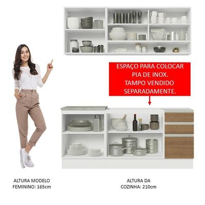 Cozinha Completa 180006 Com Armário E Balcão Branco/Rustic