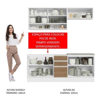 Cozinha Completa 200003 Com Armário E Balcão Branco/Rustic