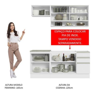 Cozinha Completa 180008 Com Armário E Balcão Branco Branco