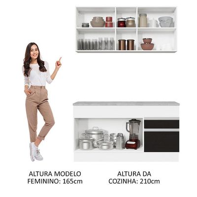 Cozinha Compacta 150001 Com Armário E Balcão Branco/Preto