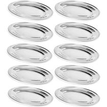 Kit 10 Travessas de Inox para Restaurante Bar Buffet 25cm Servir Petiscos Saladas Porções