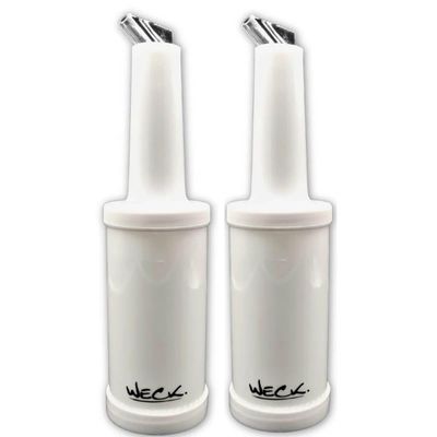 Kit 2 Garrafas Plásticas Store'n Pour 1L Branca Licores Xarope Bar Restaurante
