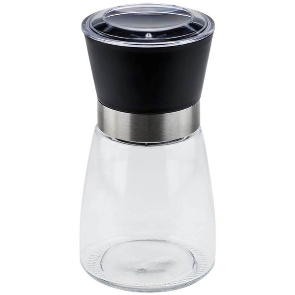 Kit 20 Moedores de Sal e Pimenta Vidro 170ml Moinho Cerâmica Tampa Plástica Preta Temperos Lyor