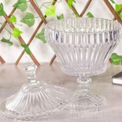 Kit 3 Potiches de Cristal Bomboniere com Pé 11,5x20cm Lyor Renaissance Decorativo