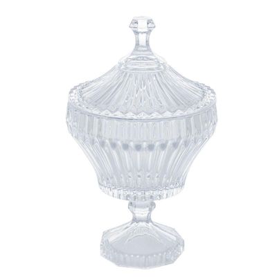 Kit 3 Potiches de Cristal Bomboniere com Pé 11,5x20cm Lyor Renaissance Decorativo