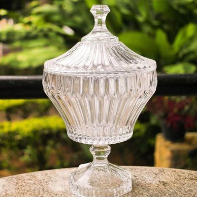 Kit 3 Potiches de Cristal Bomboniere com Pé 11,5x20cm Lyor Renaissance Decorativo