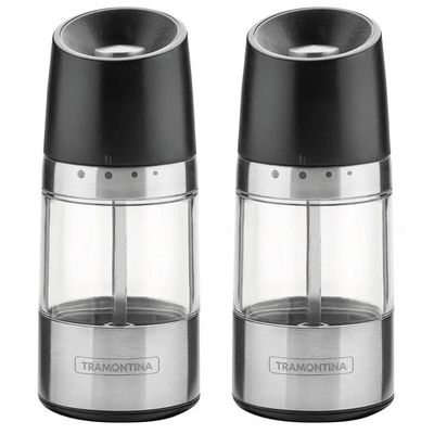 Kit 2 Moedores de Sal Pimenta Tramontina Realce Manual Temperos Especiarias Aço Inox Acrílico