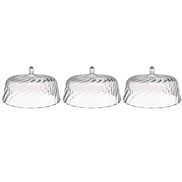 Kit 3 Cúpulas de Plástico 25cm Transparente para Bolos Tortas Doces Pratos Glassy Crippa