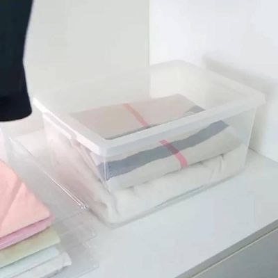 Kit 2 Caixas Organizadoras 7,5L Tampa Click Ordene Transparente Closet Lavanderia