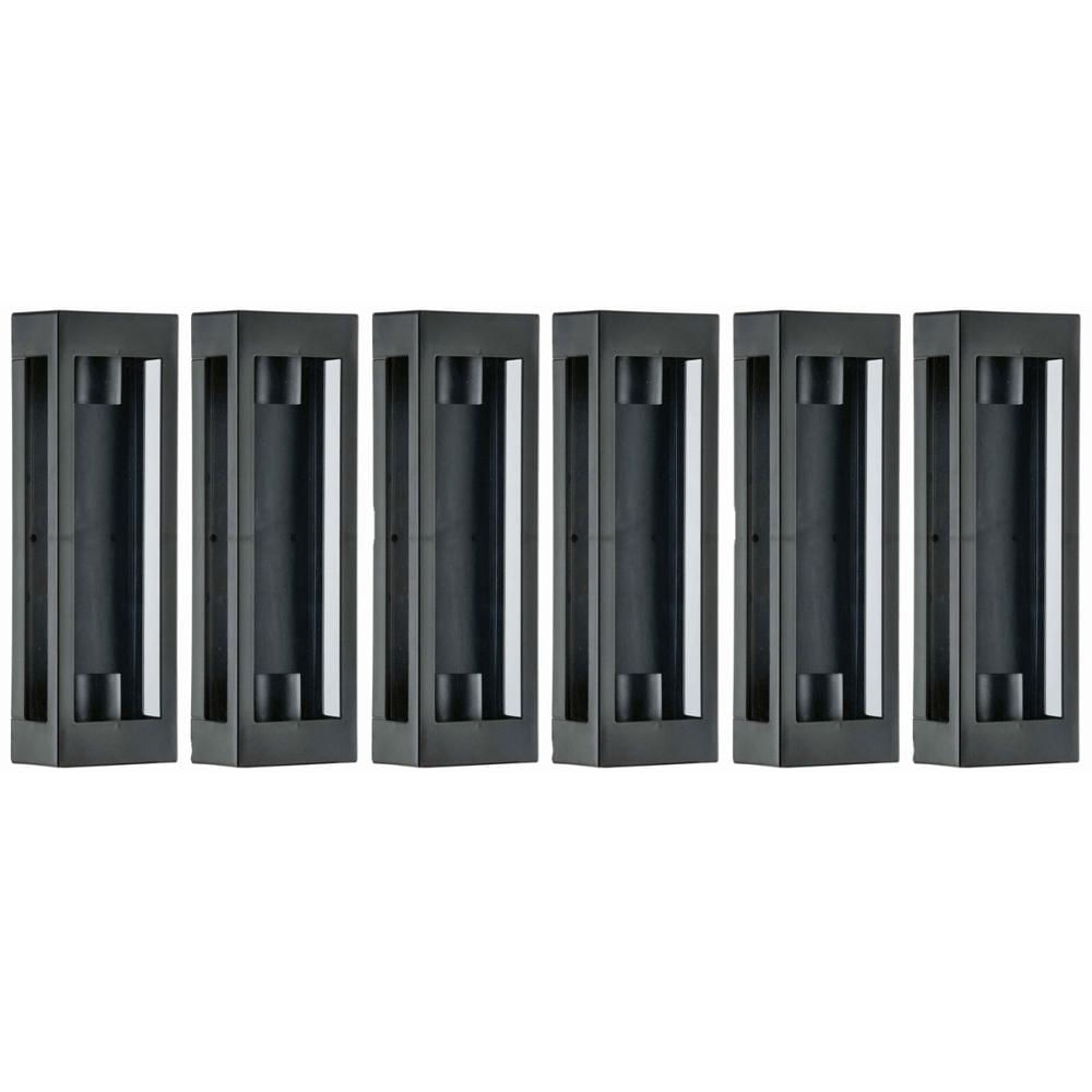Kit 6 Arandelas Pretas Prime 13x8x40cm 2 Lâmpadas E27 Dital Luminárias Externas Internas