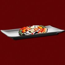 Kit 40 Travessas Pratos Sushi Comida Japonesa Melamina Preto 30x15cm Lyor Tóquio