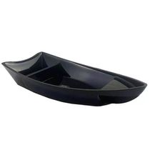 Kit 6 Barcas Sushi Comida Japonesa Oriental 27,5x13cm Plástica Divisórias Preto Uno Coza