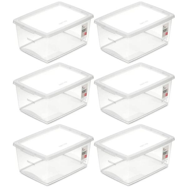 Kit 6 Caixas Organizadoras com Tampa 7,5L Empilháveis Ordene Maquiagem Brinquedos