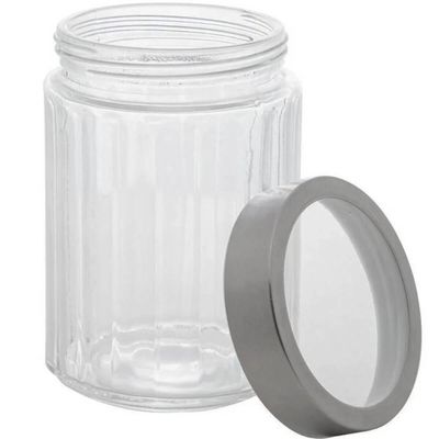 Kit 6 Potes de Vidro Porta Mantimentos 1,2L Tampa Inox Lyor Organizador de Condimentos
